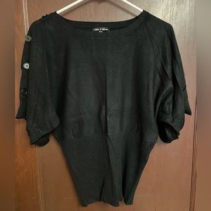 NWOT Cable & Gauge, Black, Dolman, 3/4 Length Button Detail Sleeve Sweater, Med
